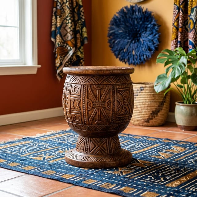 Carved Wood Side Table
