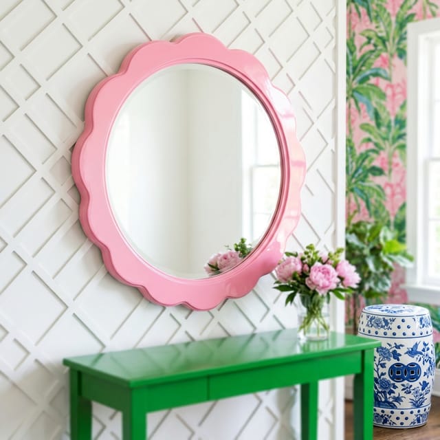 Scalloped Pink Mirror
