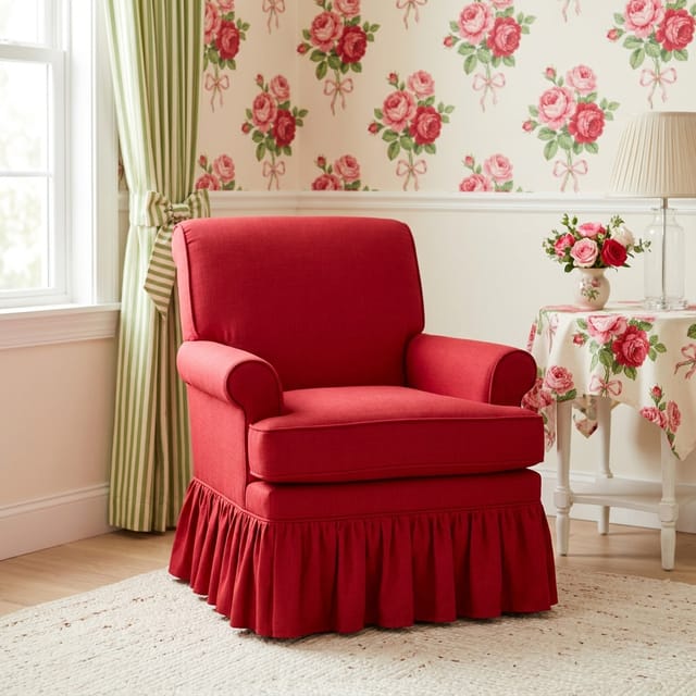 Red Skirted Armchair