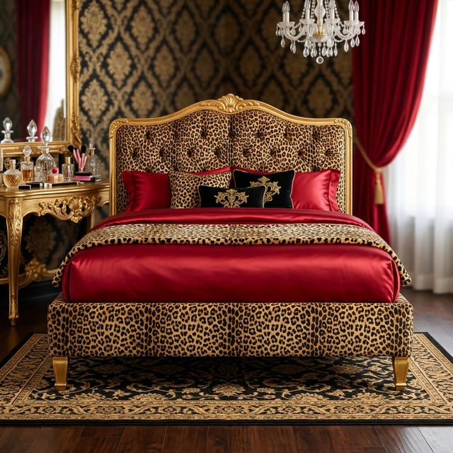 Leopard Upholstered Bed