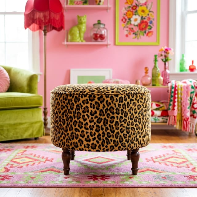 Leopard Print Ottoman