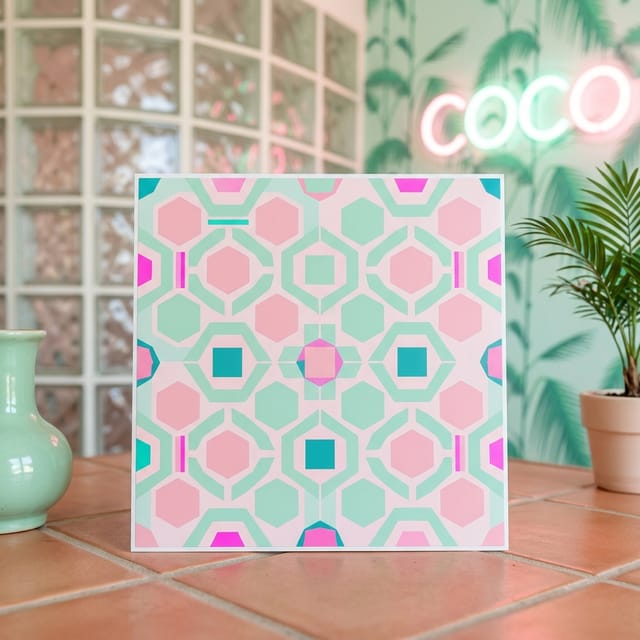 Pink Mint Tile Stickers