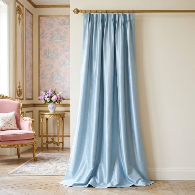 Powder Blue Silk Drapes