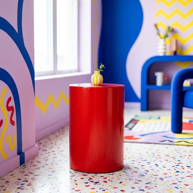 Red Cylinder Side Table