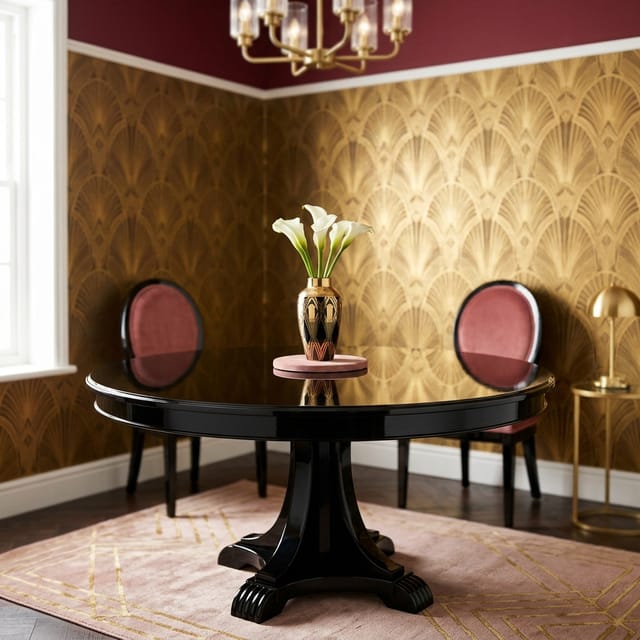 Round Black Lacquer Table