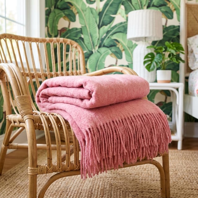 Pink Fringe Throw