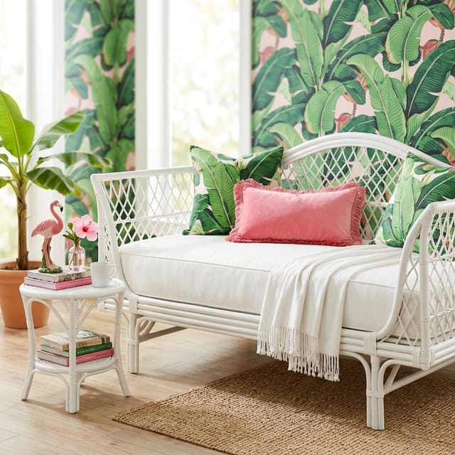 White Rattan Daybed