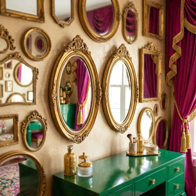 Oval Gilt Mirror Set