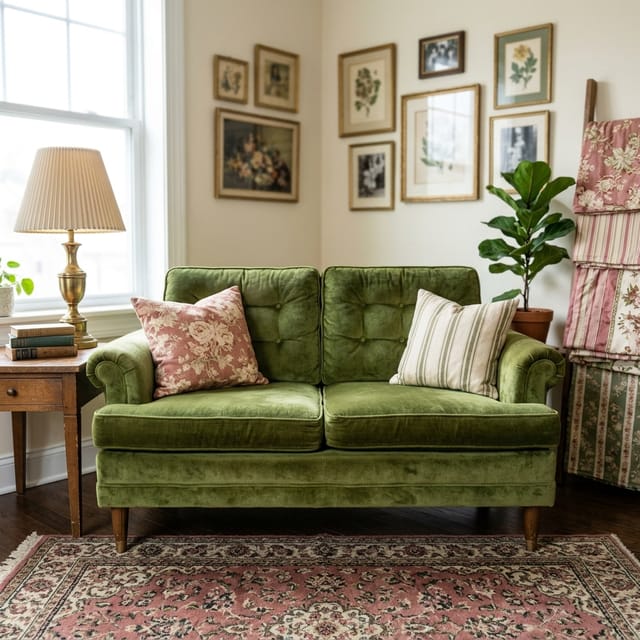 Green Velvet Sofa
