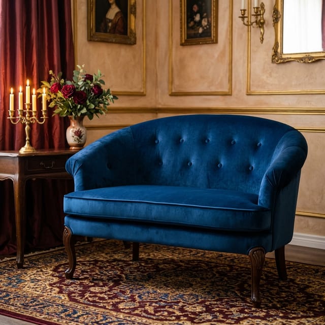 Sapphire Velvet Settee