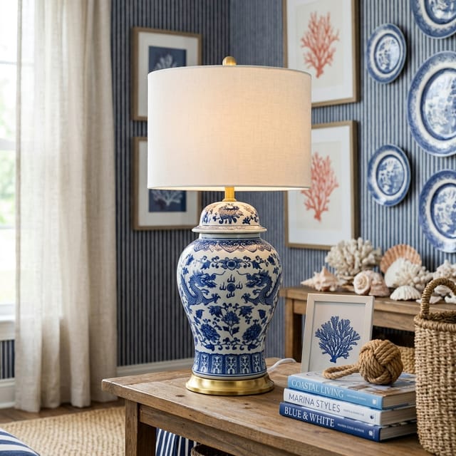 Blue and White Ginger Jar Lamp