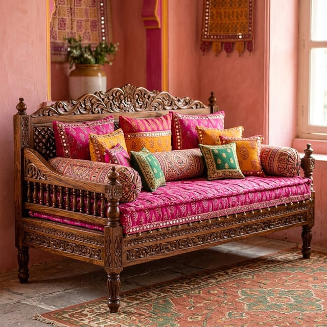 Carved Wood Daybed