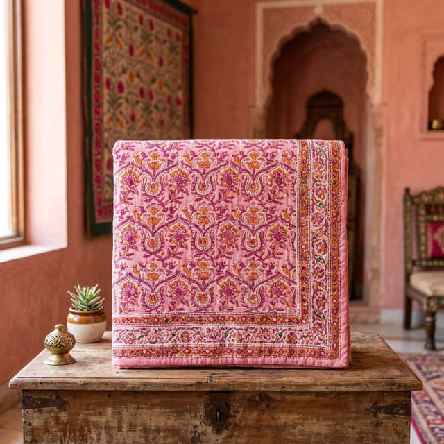 Hand Block-Print Quilt