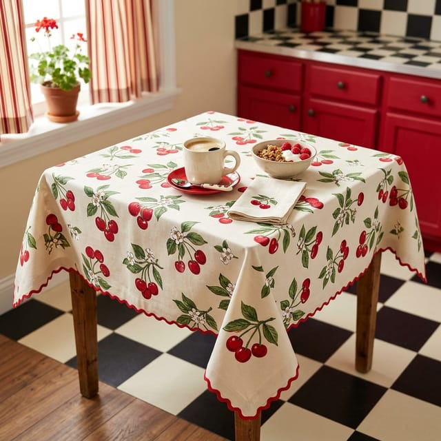 Cherry Print Tablecloth