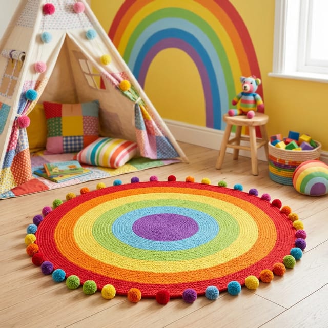 Round Rainbow Rug