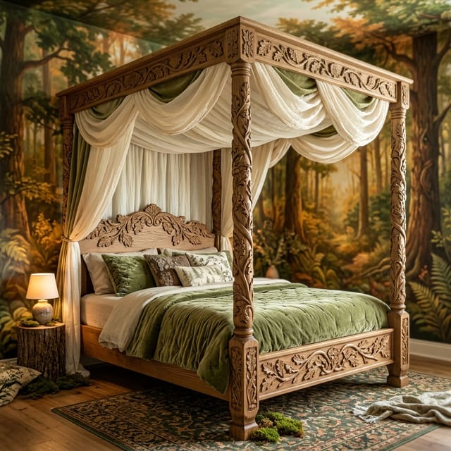 Wooden Canopy Bed