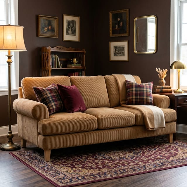 Camel Corduroy Sofa