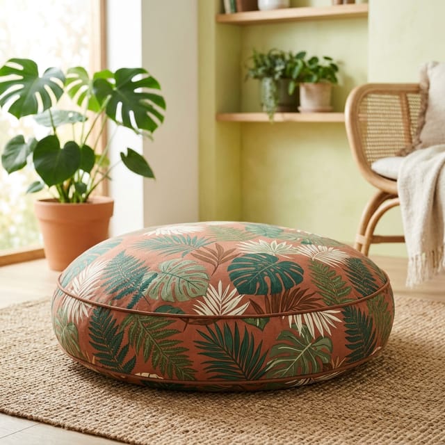 Leaf-Print Floor Cushions