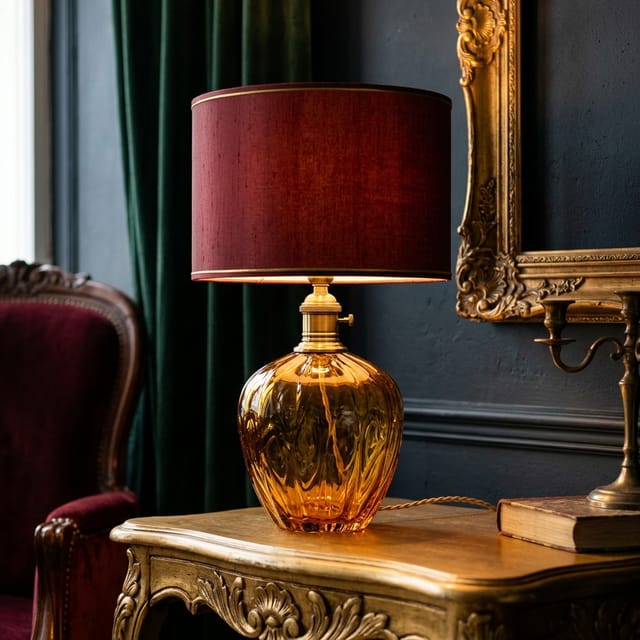 Amber Glass Table Lamp
