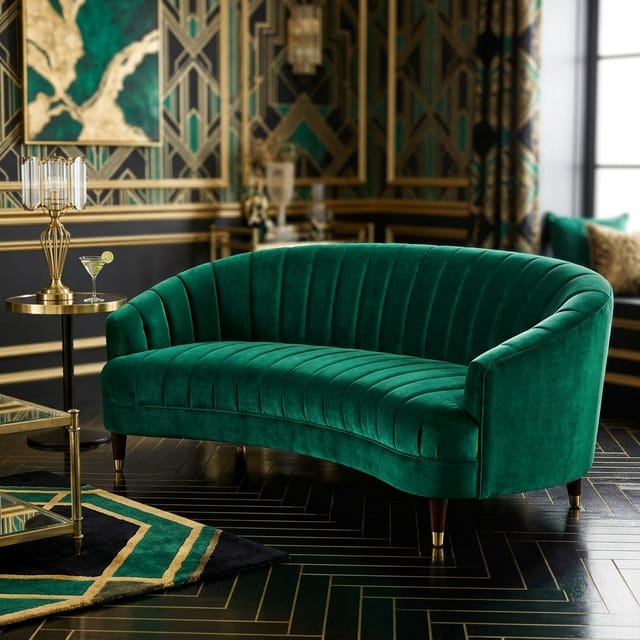 Curved Velvet Sofa